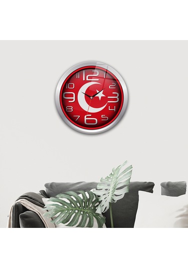 Decorita Cam Saat | Türk Bayrağı | Çap40cm Çok Renkli