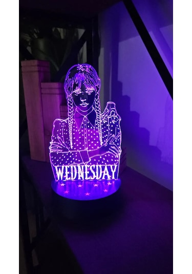 Wednesday Addams Temalı 3d Led Gece Lambası Hediyelik Gotik Mas