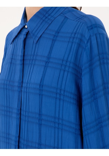 Pierre Cardin Kadın Saks Gömlek Desenli 50292247-vr045 Saks