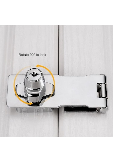 Kilitli Ve Vidalı Dolap Kapı Kilitleri, 64 Mm, 2 Parça, Anahtarlı Kilit, Krom B