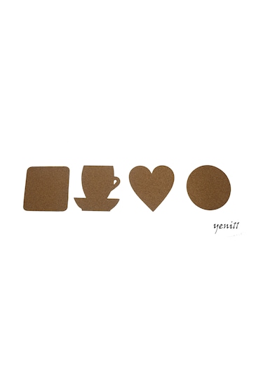 Mantar Bardak Altlığı Şekil Seçenekli 6 Adet Kahverengi