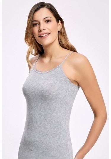 Ilke Kadın Likralı Dantelli Ip Askılı Atlet 246- 6 Adet