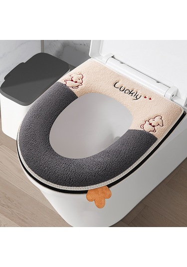 Ev Tipi Tuvalet Dört Mevsim Üniversal Klozet Kapağı Su Geçirmez Kapak Tuvalet Halkası Neşeli Tavşan - Gri Gri