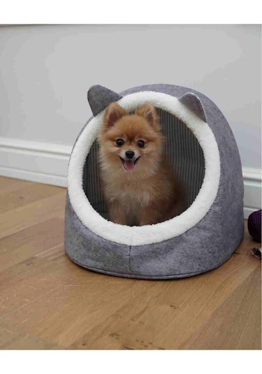 Kedi Köpek Evi Yumuşak Pofuduk Tabanlı Dekoratif Kompakt Tasarım 34x40x35 Cm