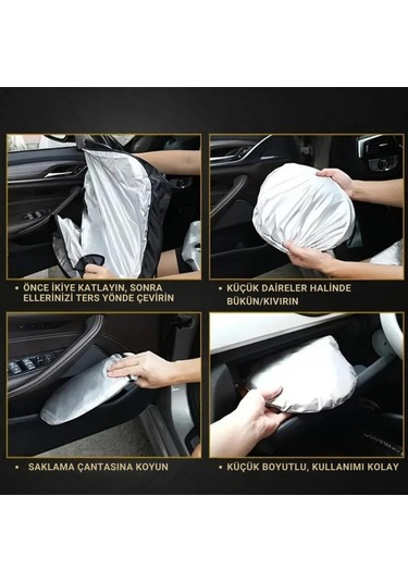Coofbe Katlanabilir 150x70 Cm Araç Ön Cam Güneşlik Ön Cam Araç Perdesi Araç Güneş Koruyucu Oto Güneşlik 1 ADETLİ SET
