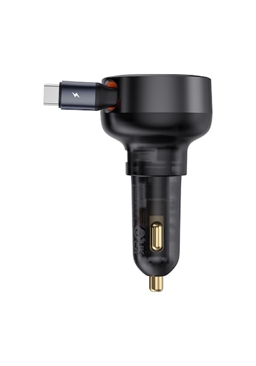 Geeksen Baseus Araba Şarj Cihazı 60w, Çekilebilir Type-c + Usb, Hızlı Şarj, Siyah Cctxp-uc