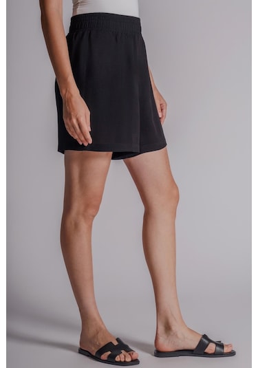 Braccas Kadın Beli Lastikli Jogger Şort Siyah Siyah