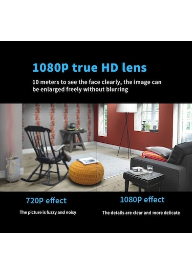 Teltree Siyah Mini Wifi Kamera 1080p - 140 Geniş Açı, Hareket Algılama, Uygulama İle İzleme, Hafıza Kartı Desteği