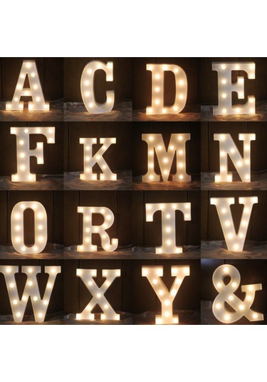 Shineyee Led Harf Işığı Q - Pvc Malzeme, Isı Beyaz Işık, Ev/parti Dekorasyonu, 3v Pil Beslemeli Pil Dahil Değil Diğer