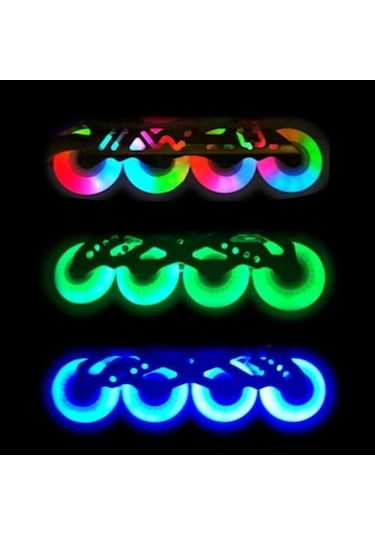 Bosphorusboutique Yeşil 4 Adet 76/80mm Paten Led Işıklı Yanıp Sönen Tek Sıra Tekerlekli Paten Ayakkabı Tekerlekleri 76 Mm Nj Yeşil