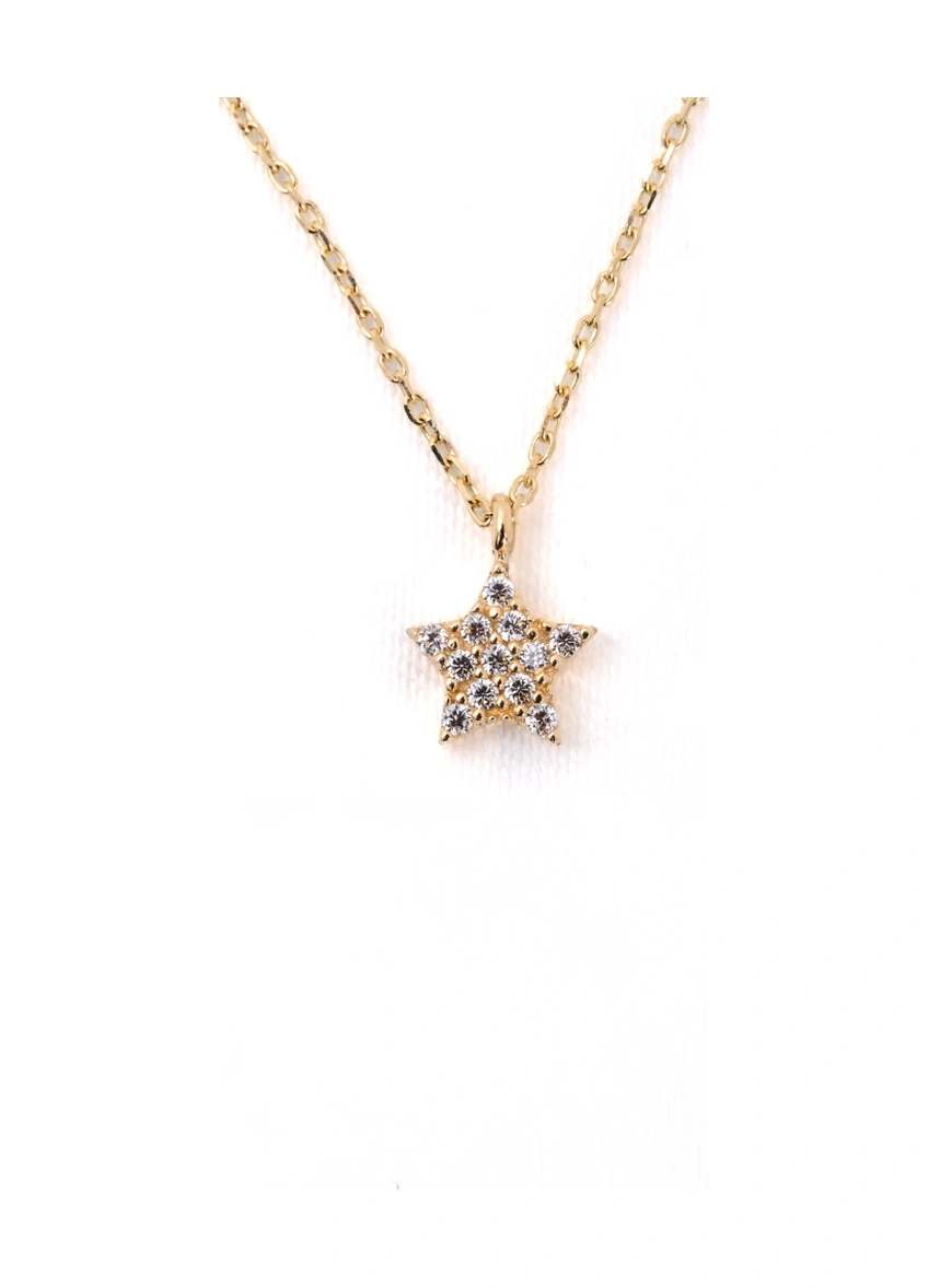 Altın Kolye - Taşlı Mini Yıldız 14 Ayar Altın Kolye Altın