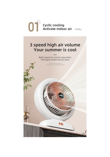 Ranyeek 102 Usb Şarjlı Masaüstü Fanı, 3 Hızlı Rüzgar, 5 Renkli Işık, 1-2 Saat Zamanlayıcı, Kumandalı Arka Saklanabilir , Gümüş