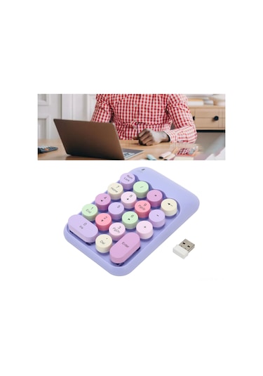 Tenfowee Küçük Boy 2.4ghz Kablosuz Sayı Tuş Takımı, 18 Tuşlu Retro Renkli, Sessiz, Hesap Ve Excel İçin, Usb Alıcı İle, Notebook Bilgisayar Uyumlu Pil Dahil Değil