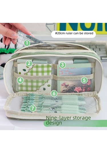 Kangvka 2024 Yeni Desen Şeffaf Kalem Kutusu - Geniş Hacimli Kız Öğrencilere Özel - Mavi Renkli Stüdyo Malzemeleri Organizatörü