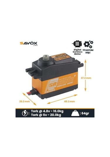 Savox Sa1256tgp Digital Servo Coreless Motor With Soft Start High Voltage Titanium Dişli