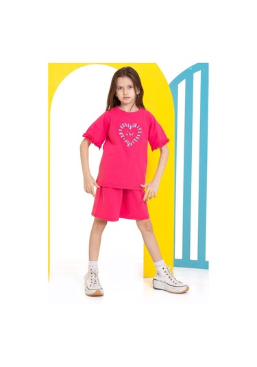 Kız Çocuk Şortlu Takım Fuşya