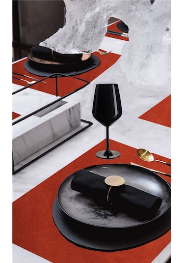 6'lı Kadife Dokulu Servis Peçetesi Kiremit