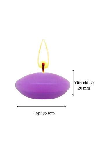 50'li Paket 3.5 Cm Mor Yüzen Mumlar Mor