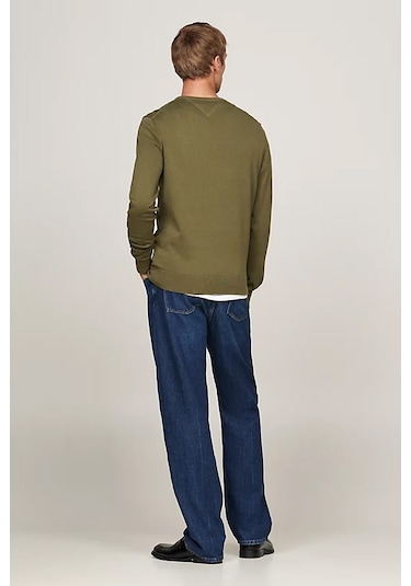Tommy Hilfiger Erkek Bisiklet Yaka Kazak - Yeşil Green