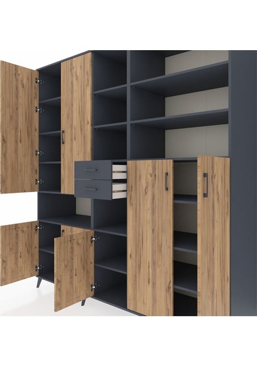 Kronos Dolap 17 Raflı 2 Çekmeceli 7 Kapaklı 220x59x243 Antrasit-çam/antrasit Atlas Çam/antrasıt Kronos Dolap 17 Raflı 2 Çekmeceli 7 Kapaklı 220x59x243 Antrasit-çam/antrasit Atlas Çam/antrasıt