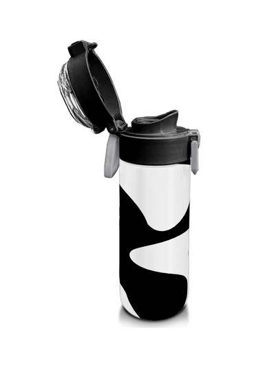 Coral High Kids Siyah Beyaz Desenli Pipetli Ve Direkt İçim Çelik Termos 500 Ml 31887 Beyaz - Gri