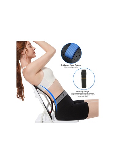 Gajeena Bel Ağrısı İçin Manyetik Masaj Ve Germe Cihazı, Mavi-siyah Renk, Lumbar Düzeltme Aparatı Siyah - Mavi