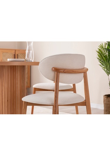 Boho İskandinav Natural Ahşap Masa Sandalye Takımı 90x90 Natural