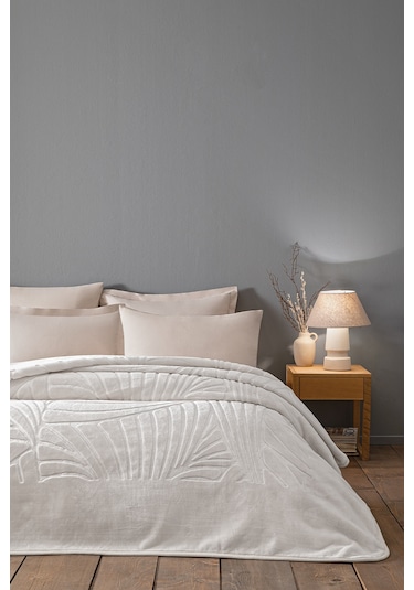 Puffy Fiona Çift Kişilik Emboss Battaniye - Şampanya