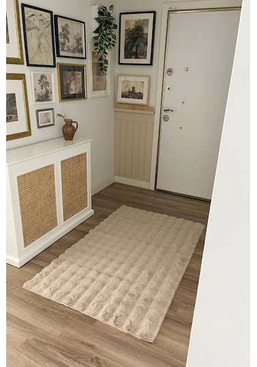Yünteks Bubble Kabartmalı Peluş Post Halı 90x150 Vizon