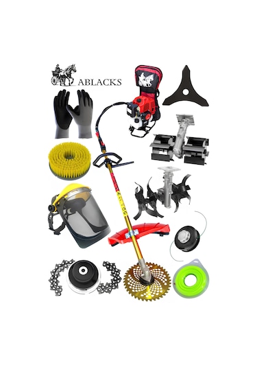 Ablacks C-52  Profesyonel Sırt Tırpan + Çift Çapa Aparatı + 8 Li Bahçivan Seti