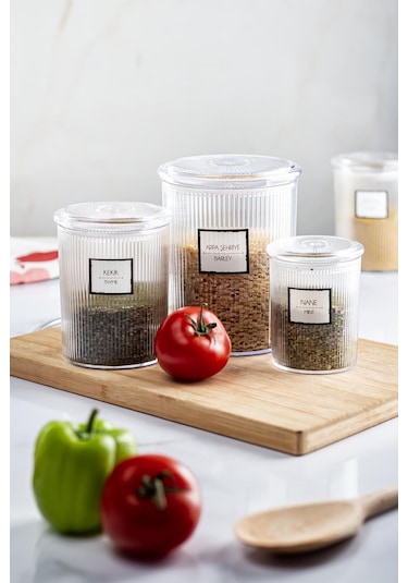 18'li Barok Yuvarlak 3 Boy Kavanoz Seti & Saklama Kabı & Erzak Kabı 6 2000 Ml, 6 1000 Ml ,6 500 Ml