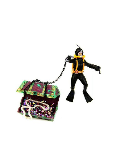 Vkemall Akvaryum Zenginleştirici: Siyah Dalga Dalgıç Ve Hazine Sandığı, Balık Tankı Oksijenatörü Ve Dekoratif Aksesuar Hava Pompa Gerektirir