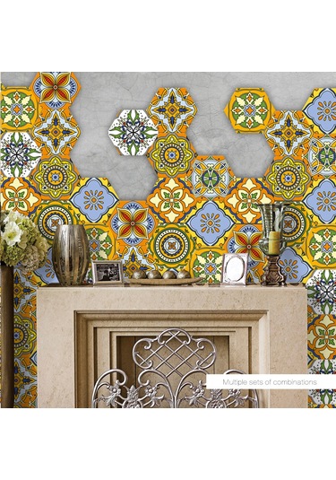 Geekyou 10 Adet 20x23 Cm Pvc Zemin Sticker - Kolay Yapıştır & Çıkar, Geleneksel Desenler, Ev Dekorasyonu Yenileme Diğer