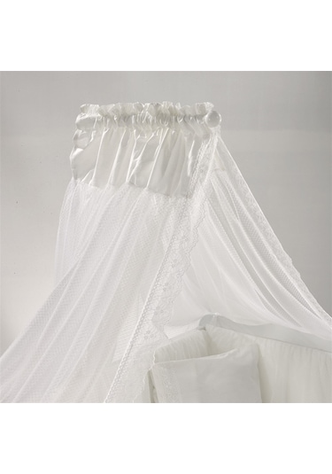 Meltem Kids Woody Anne Yanı Ahşap Sallanır Beşik 60 x 120 CM (Beyaz - Ekru) Beyaz