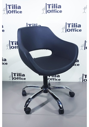 Monaco Çalışma Kesim Koltuğu Yonca Tekerlekli Krom Ayak Siyah