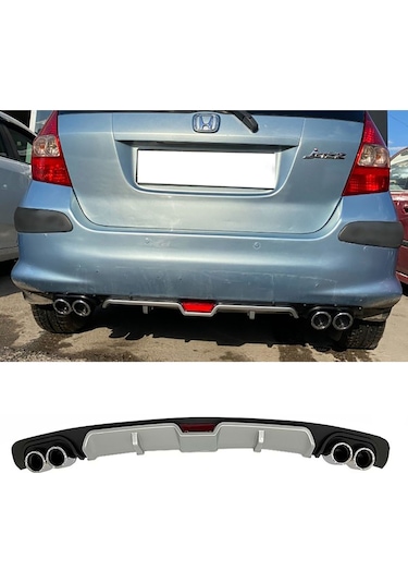 Honda Jazz Gri Difüzör 4 Krom Egzoz Görünümlü Difizör Arka Ek Body Kit