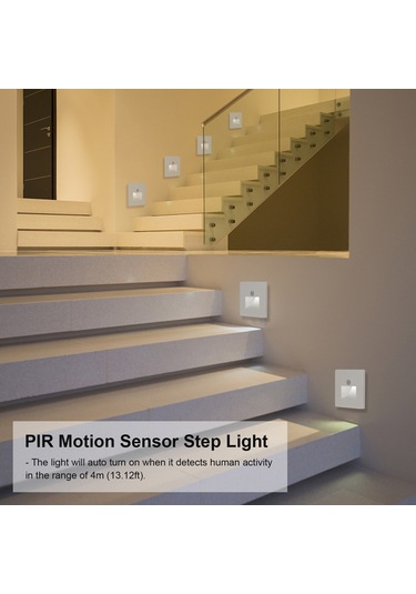 Maiyame Ac220v 6500k Beyaz Led Basamak Lambası, 4m Hareket Algılama, Ateş Güvenli Pc Malzeme, 4 Adet Paket Beyaz