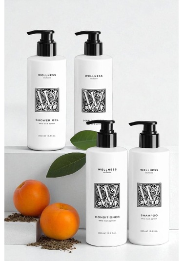 Wellness Exclusive White Tea & Apricot Shampoo 380 Ml + Conditioner 380 Ml + Shower Gel 380 Ml + Hand Wash 380 Ml Tüm Saçlar
