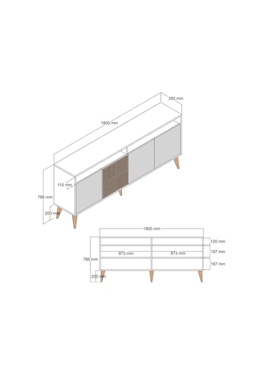 Variant Variant Milan Konsol - Ceviz / Beyaz Mermer