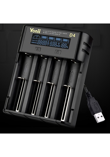 Samdoo Yonıı D4 4-lü Li-ion/ni-mh Şarj Cihazı, 18650 Pil Desteği, Lcd Ekran Ve Çoklu Güvenlik Koruması