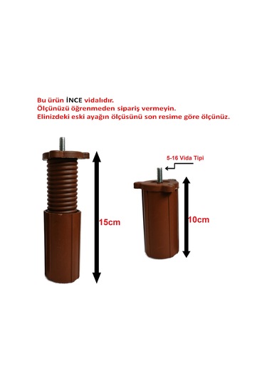 Orta Koltuk Kanepe Baza Destek Ayağı Tek Ad Ceviz 10cm 5/16 Vida