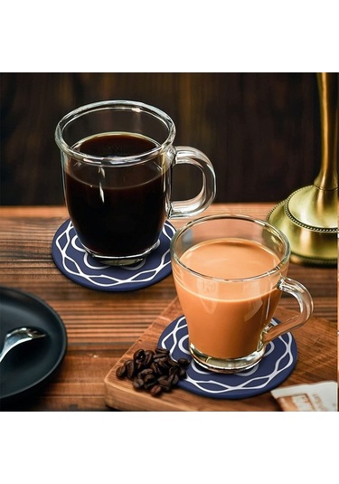 Ulzyvf Yuvarlak Silikon Bardak Altlıkları Mavi - İçecek Kutusu, Seti Mavi