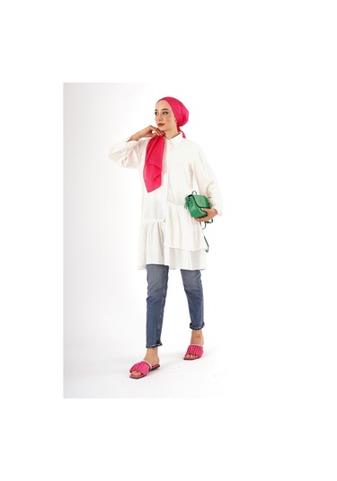 Kendinden Desenli Pamuklu Tunik Çok Renkli