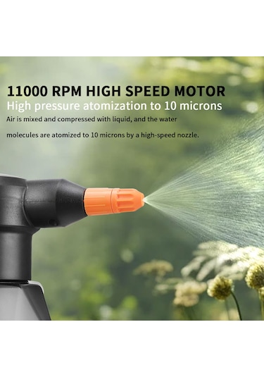 Maiyame 2l Siyah Şeffaf Elektrikli Spreyci, Li-poly Pil, Bahçe Bitkileri Sulama, Ev Temizliği, Hava Nemlendirme, Otomatik Sprey Fonksiyonu