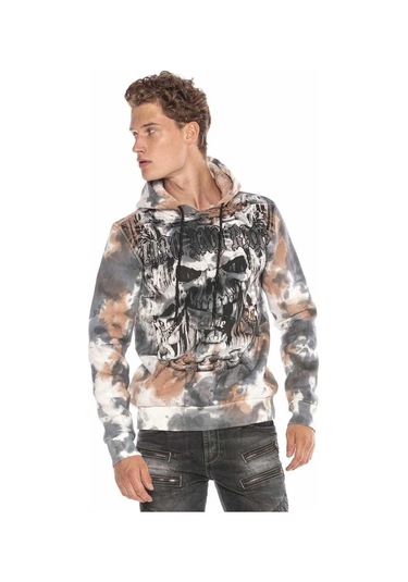 Cipo & Baxx Cl405 Kuru Kafalı Gotik Desen Kapşonlu Sweatshirt 001