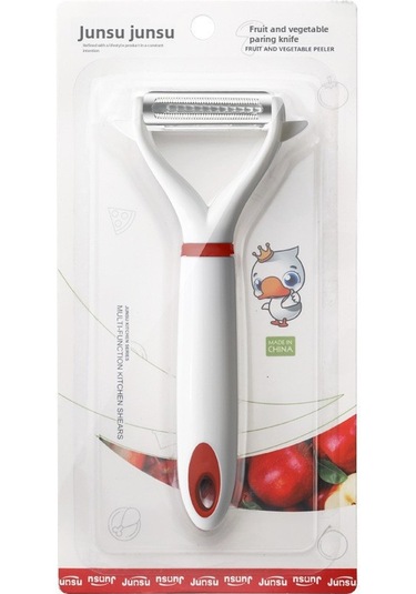 Qingmipy Çelik Derin Kaynaklı Mutfak Aleti: Meyve Sebze Soyucu + Balık Yüzgeç Kaldırıcı, Hafif Ve Dayanıklı, Toptan Alımlar İçin Uygun Tek Bıçak Beyaz Kırmızı