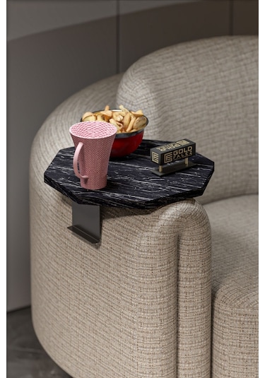 Yan Sehpa Ayarlanabilir Tepsi Dekoratif Modern Tepsi Sekizgen Bendir