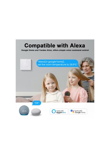 Padalink Siyah Tuya Wifi Elektrik Isıtıcı Termostati 16a - Lcd Ekran, Uygulama Ve Ses Kontrolü İle Ev Isı Yönetimi