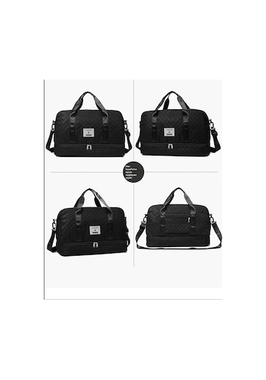 Çok İşlevli, Islak Ve Kuru Ayırma Özelliğine Sahip Su Geçirmez Seyahat Çantası Siyah