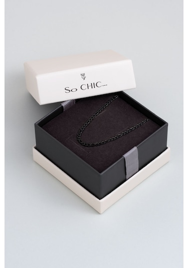 So Chic Klasik Siyah Rodyum Kaplama Çelik Erkek Kolye